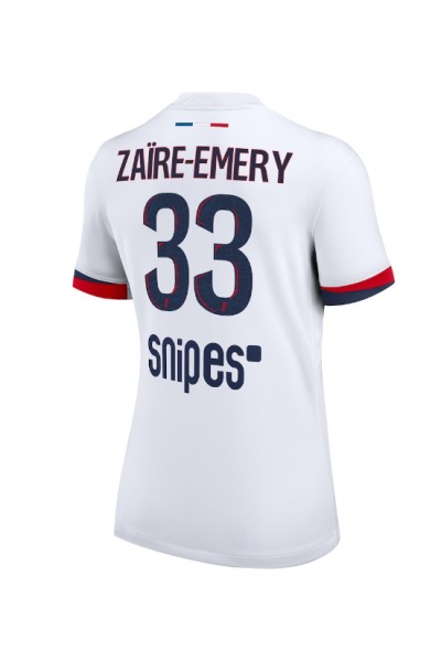 Paris Saint-Germain Warren Zaire-Emery #33 Jalkapallovaatteet Naisten Vieraspaita 2025-26 Lyhythihainen Paris Saint-Germain Warren Zaire-Emery #33 Jalkapallovaatteet Naisten Vieraspaita 2025-26 Lyhythihainen